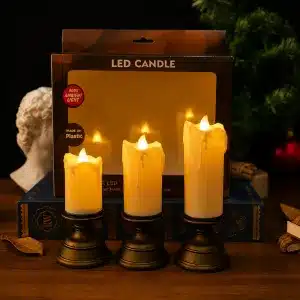 Vintage Flickering Flame LED Candle – 3 Pcs Set